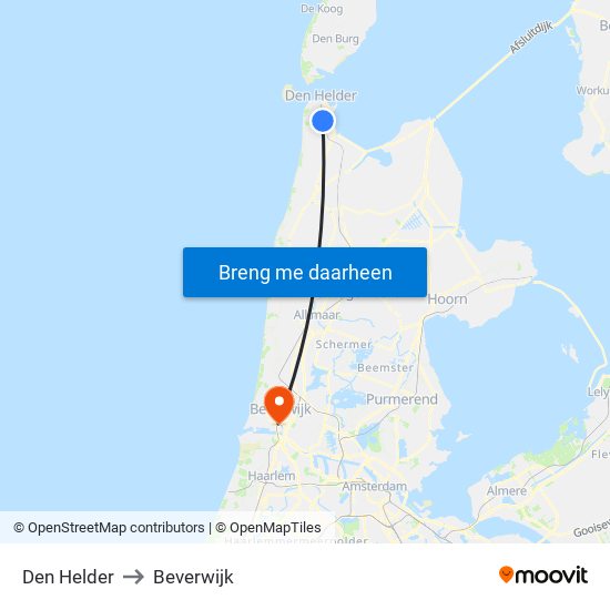 Den Helder to Beverwijk map