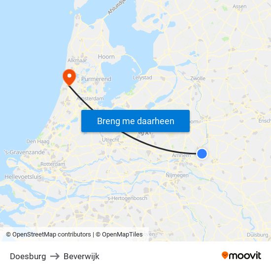 Doesburg to Beverwijk map