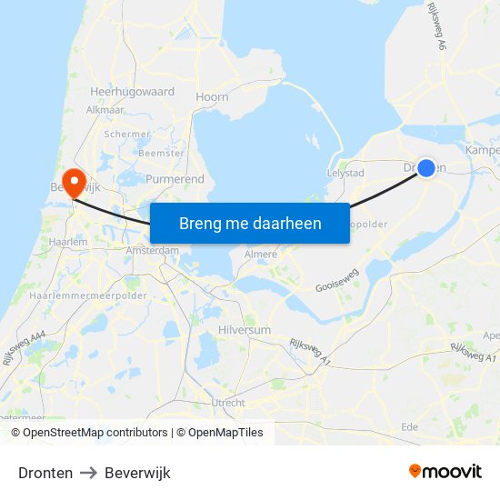 Dronten to Beverwijk map