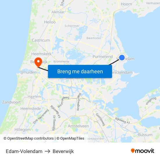 Edam-Volendam to Beverwijk map
