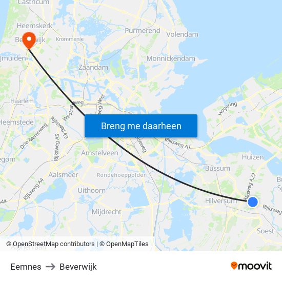 Eemnes to Beverwijk map