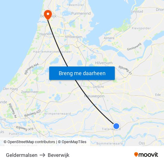 Geldermalsen to Beverwijk map