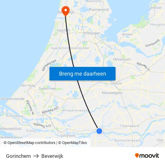 Gorinchem to Beverwijk map