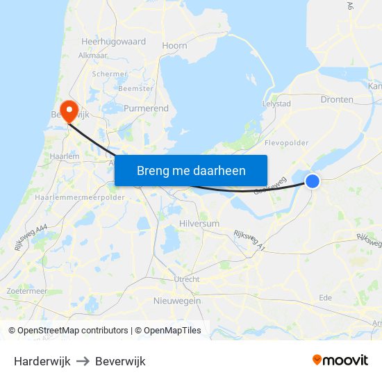 Harderwijk to Beverwijk map