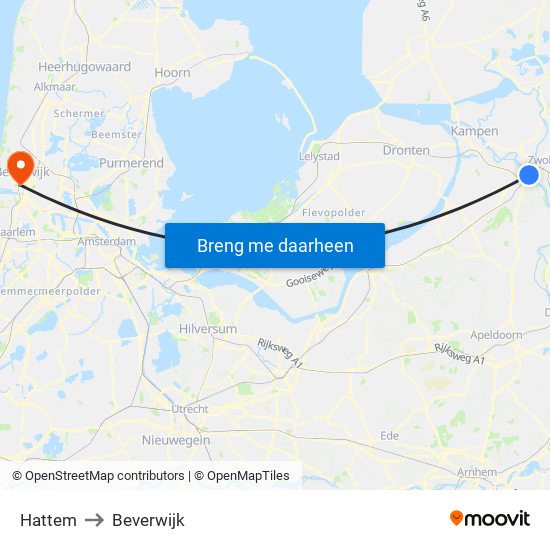 Hattem to Beverwijk map