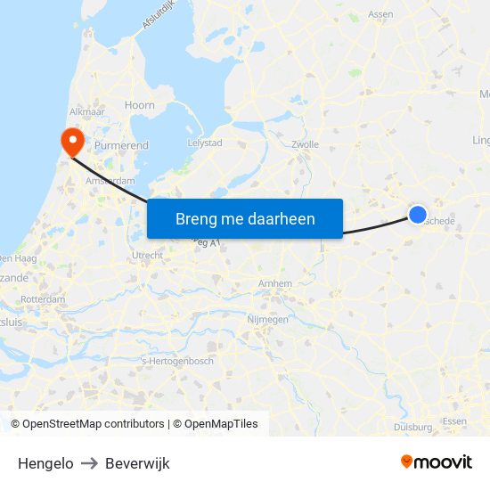Hengelo to Beverwijk map