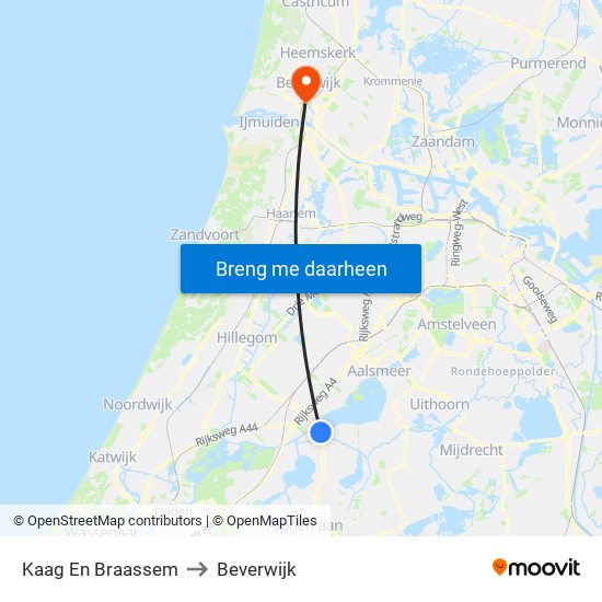 Kaag En Braassem to Beverwijk map