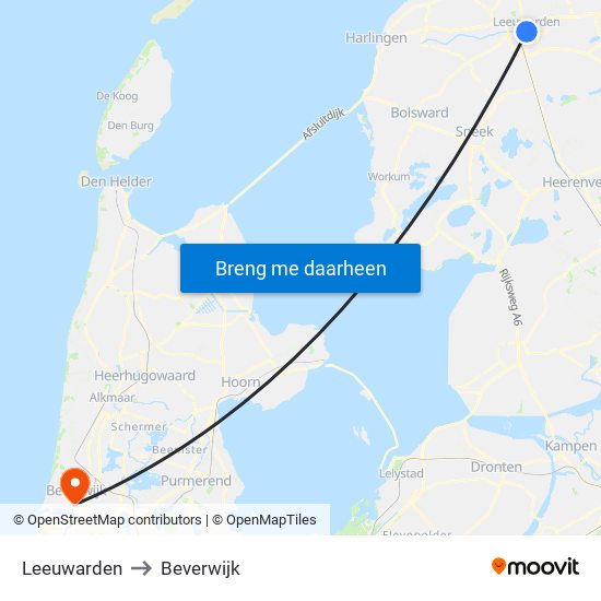 Leeuwarden to Beverwijk map