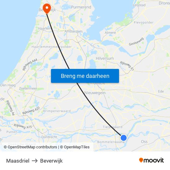 Maasdriel to Beverwijk map