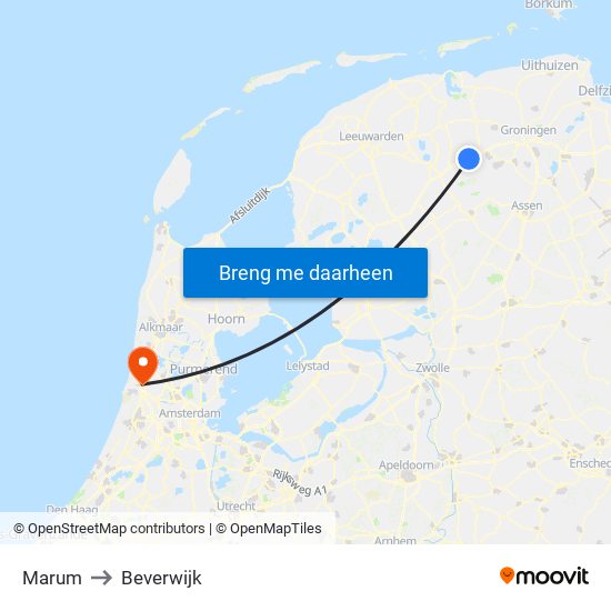 Marum to Beverwijk map