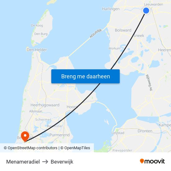 Menameradiel to Beverwijk map