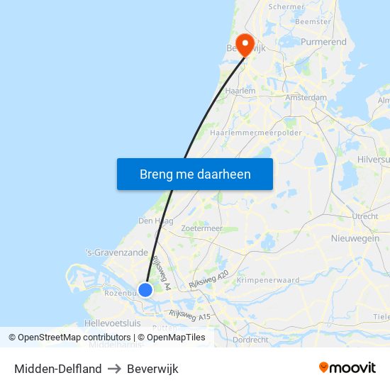 Midden-Delfland to Beverwijk map