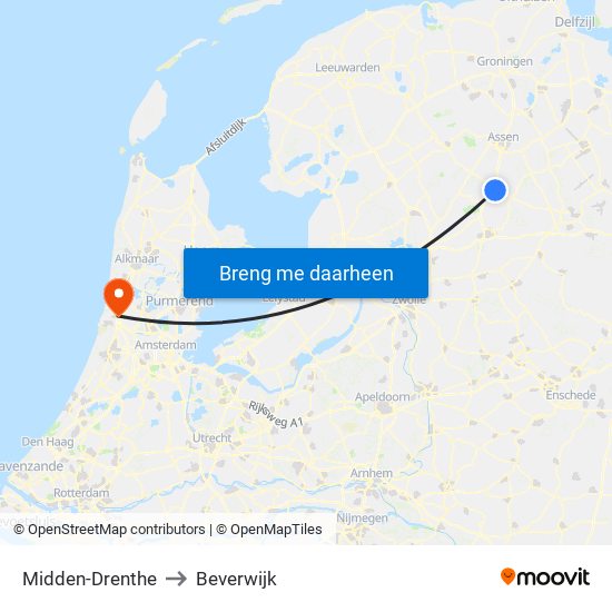 Midden-Drenthe to Beverwijk map