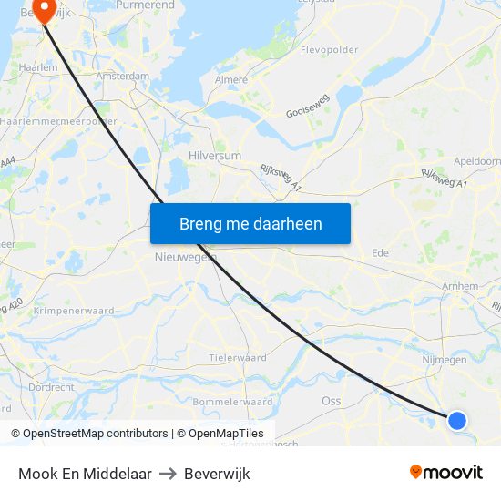 Mook En Middelaar to Beverwijk map