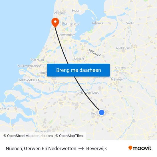 Nuenen, Gerwen En Nederwetten to Beverwijk map
