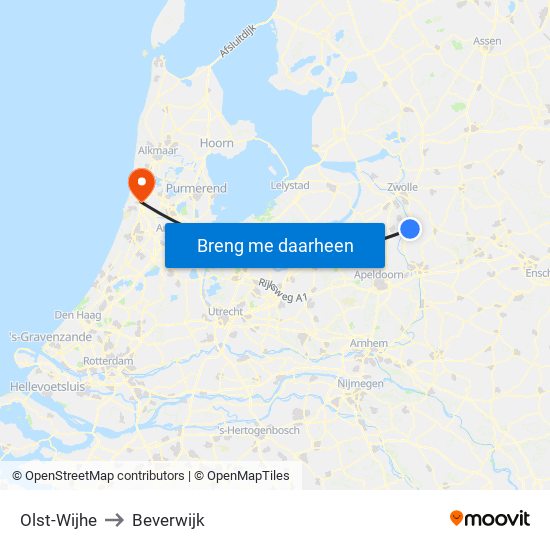 Olst-Wijhe to Beverwijk map