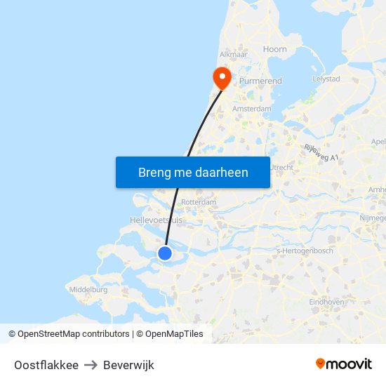 Oostflakkee to Beverwijk map