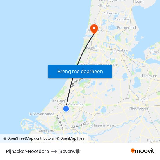 Pijnacker-Nootdorp to Beverwijk map