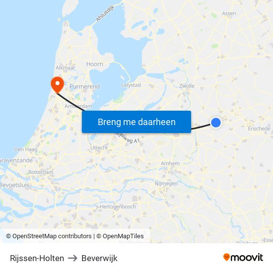 Rijssen-Holten to Beverwijk map