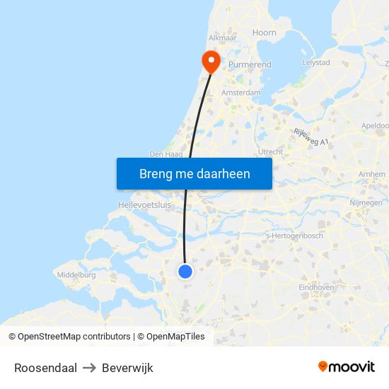 Roosendaal to Beverwijk map