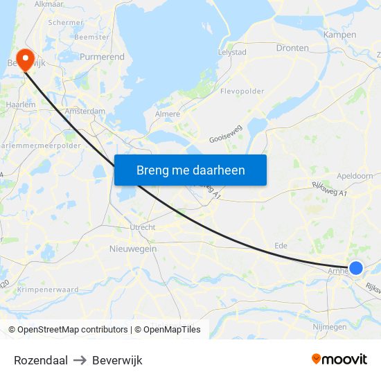 Rozendaal to Beverwijk map