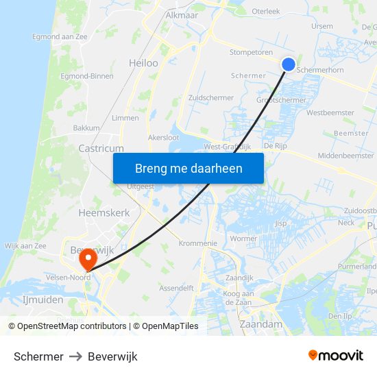 Schermer to Beverwijk map