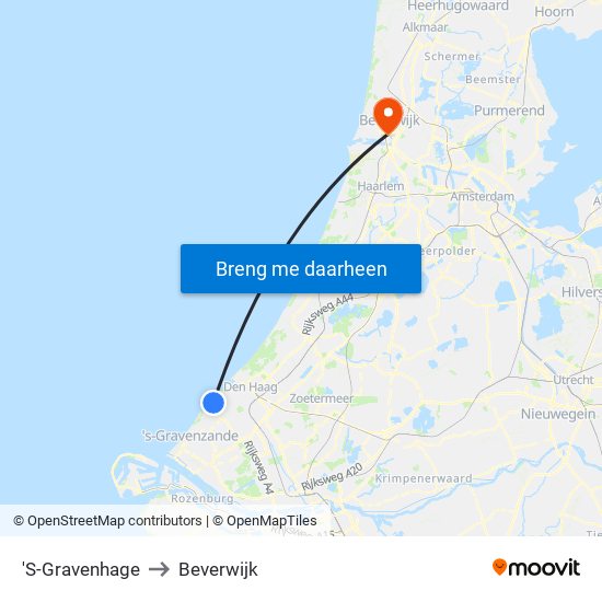 'S-Gravenhage to Beverwijk map