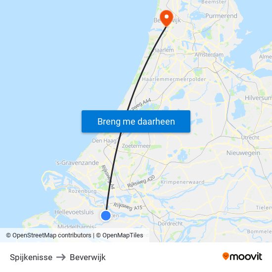 Spijkenisse to Beverwijk map