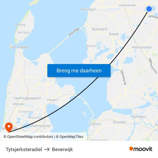 Tytsjerksteradiel to Beverwijk map