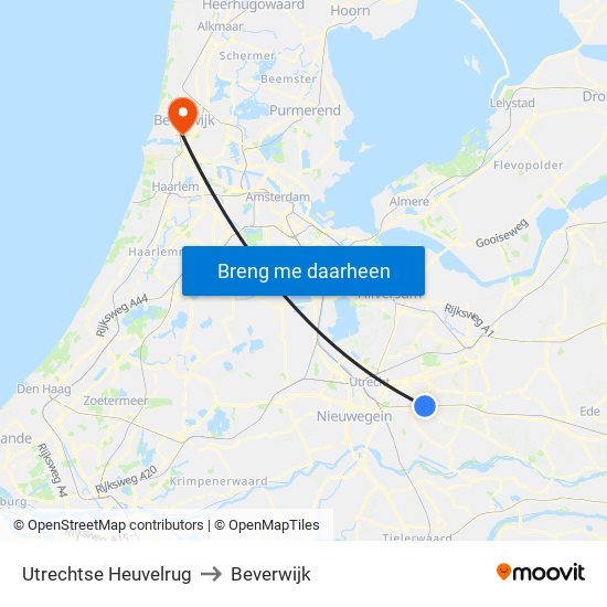 Utrechtse Heuvelrug to Beverwijk map