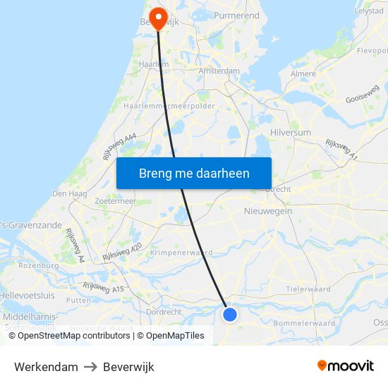 Werkendam to Beverwijk map