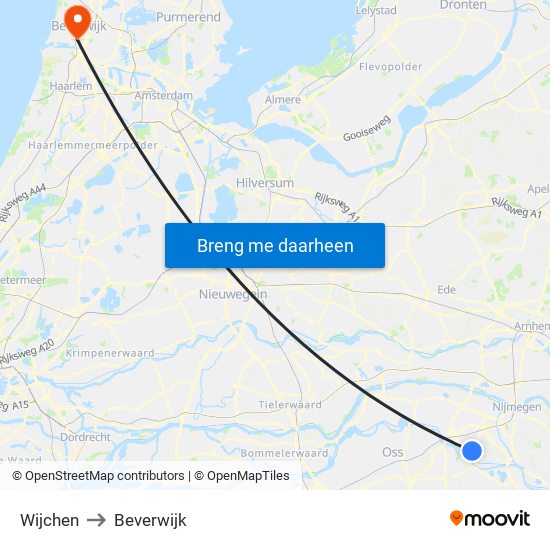 Wijchen to Beverwijk map