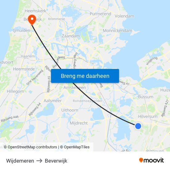 Wijdemeren to Beverwijk map