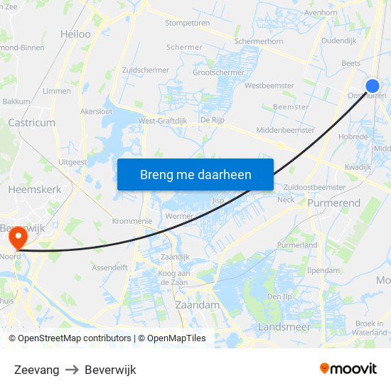 Zeevang to Beverwijk map