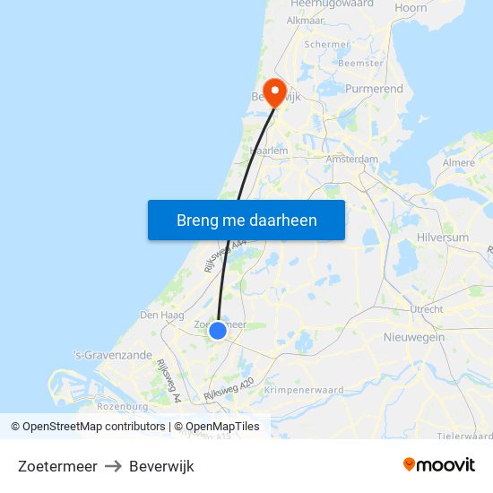 Zoetermeer to Beverwijk map