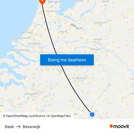 Beek to Beverwijk map