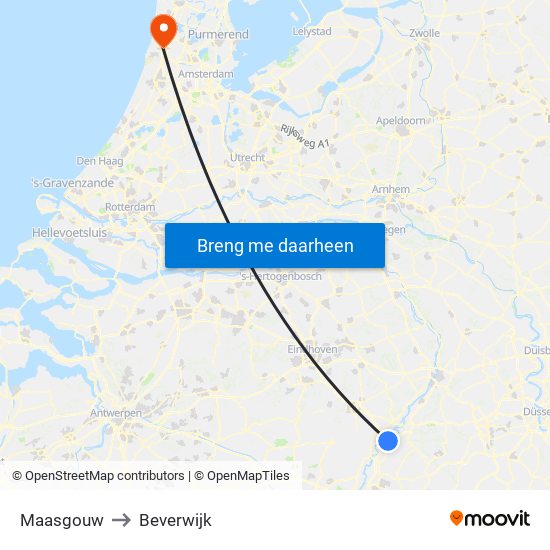 Maasgouw to Beverwijk map