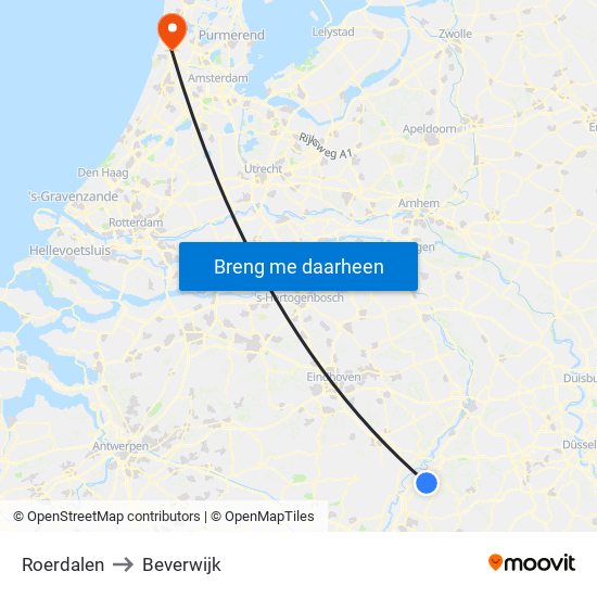 Roerdalen to Beverwijk map