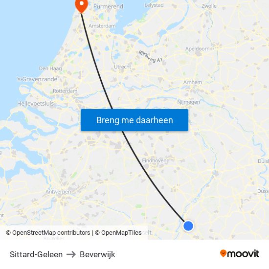 Sittard-Geleen to Beverwijk map