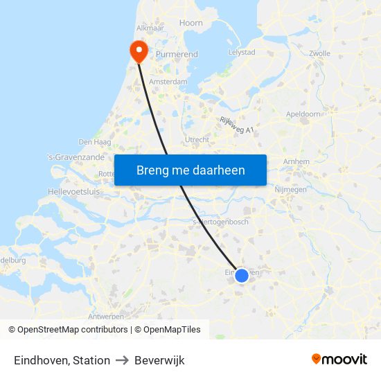 Eindhoven, Station to Beverwijk map