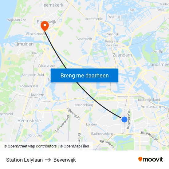 Station Lelylaan to Beverwijk map