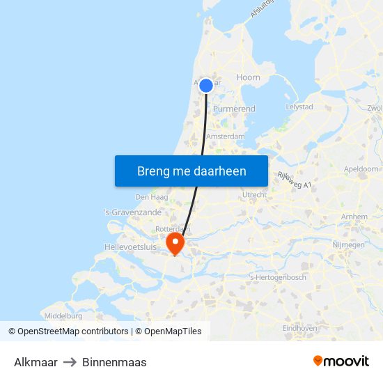Alkmaar to Binnenmaas map