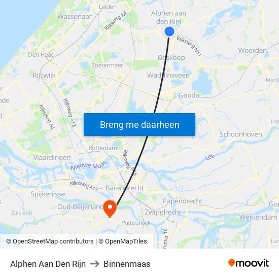 Alphen Aan Den Rijn to Binnenmaas map