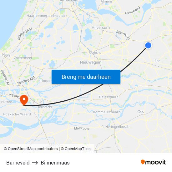 Barneveld to Binnenmaas map