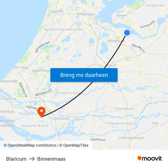 Blaricum to Binnenmaas map