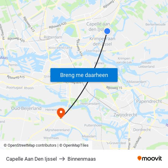 Capelle Aan Den Ijssel to Binnenmaas map