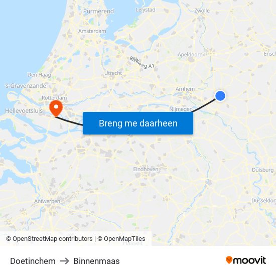 Doetinchem to Binnenmaas map