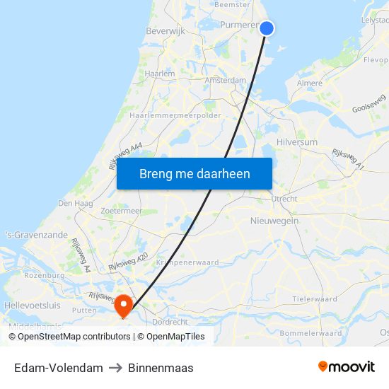 Edam-Volendam to Binnenmaas map