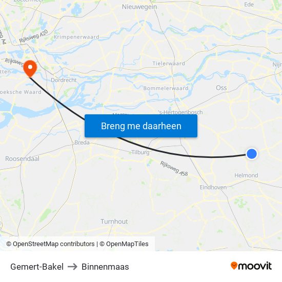 Gemert-Bakel to Binnenmaas map