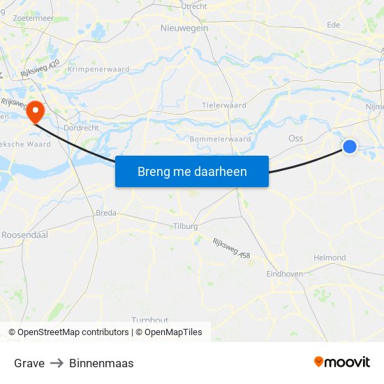 Grave to Binnenmaas map